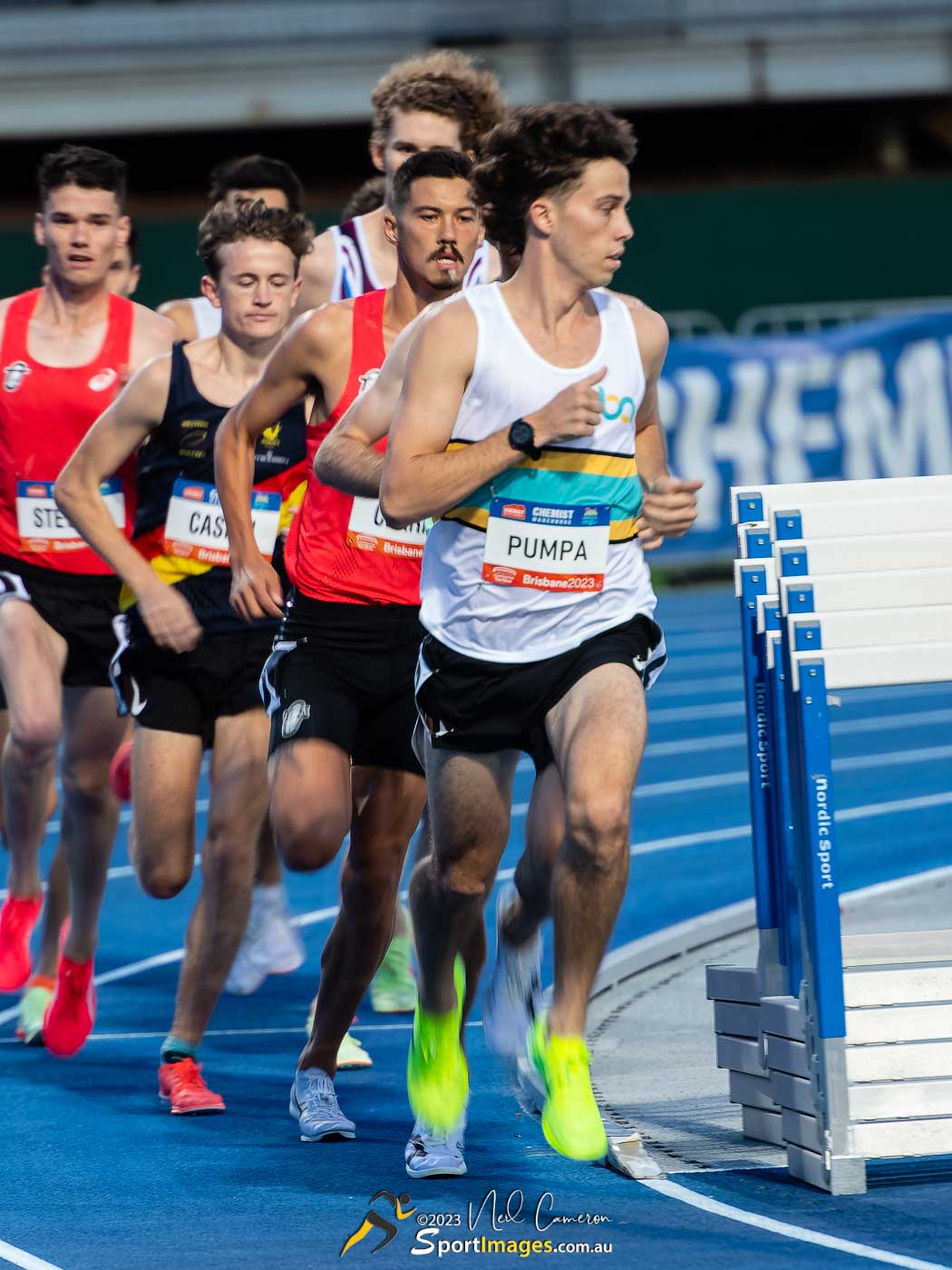 Flynn Pumpa paces the Men's 3000m Steeplechase